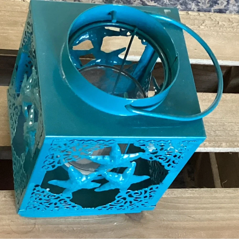 Pier 1 Teal Starfish Decorative Lantern Perfect for Beach House Decor